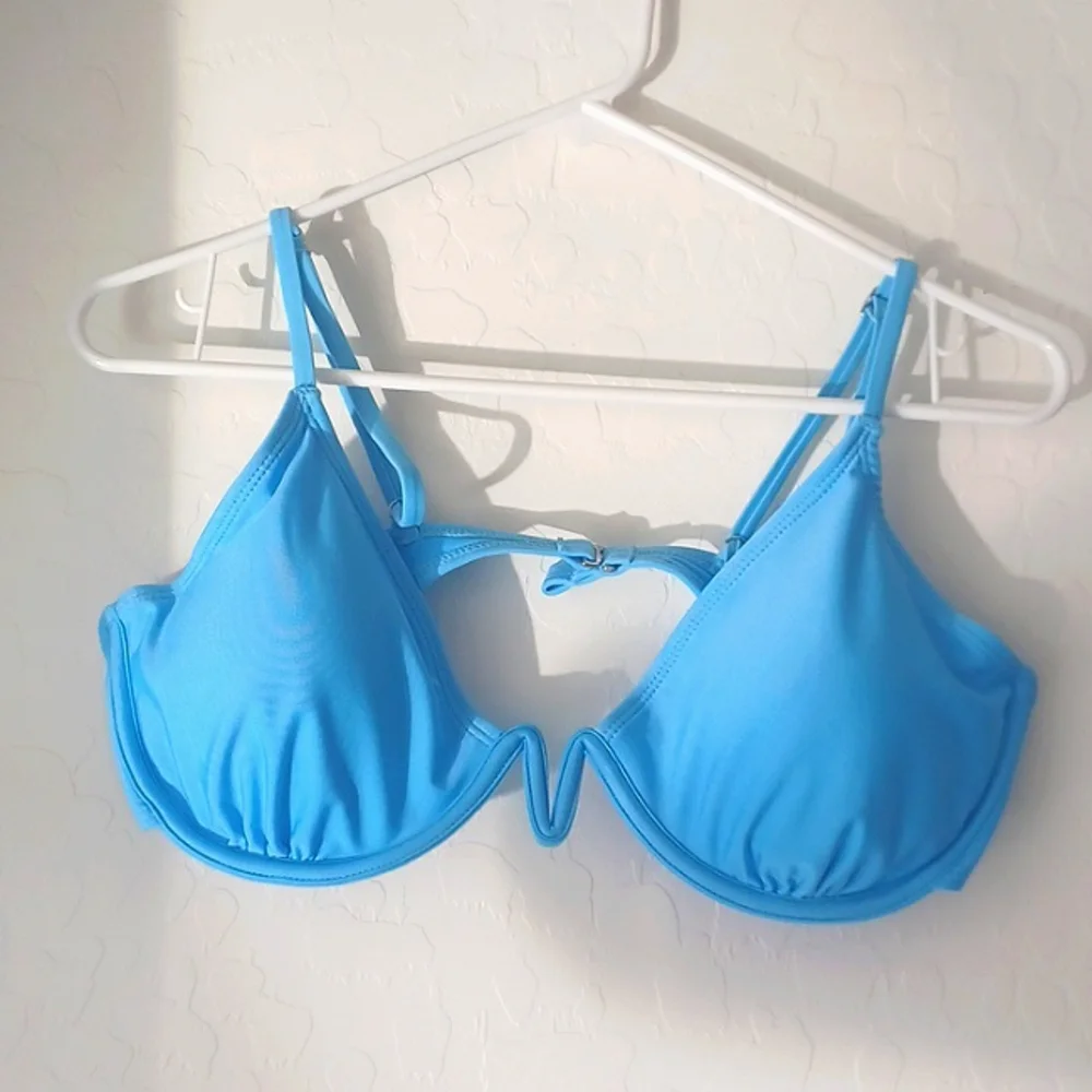 NWOT Wild Fable V Front Bright Blue Bikini Top Size XL - Picture 2 of 6